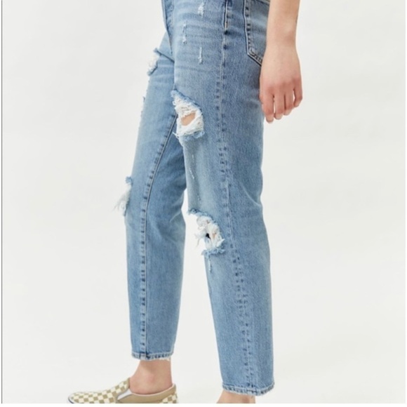 BDG 31 (US 12) Urban Outfitters High Rise Slim Straight Jeans Stretch Distressed - Picture 15 of 16